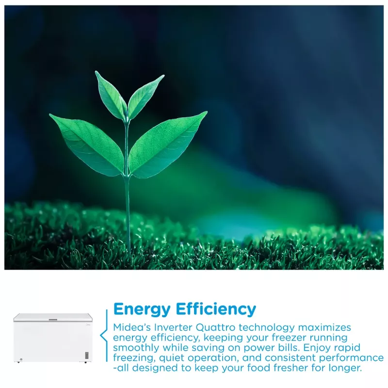 Midea MDRC564FZE01 lādes saldētava — brīvstāvoša, 418 L neto ietilpība, balta