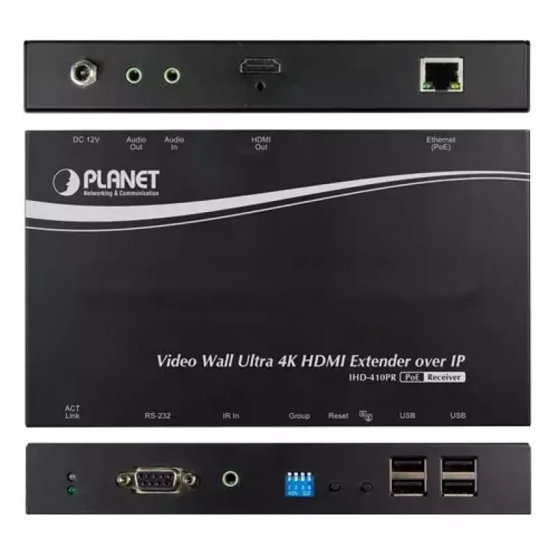 PLANET IHD-410PR videokonstrukciju sienas Ultra 4K HDMI/USB uztvērējs