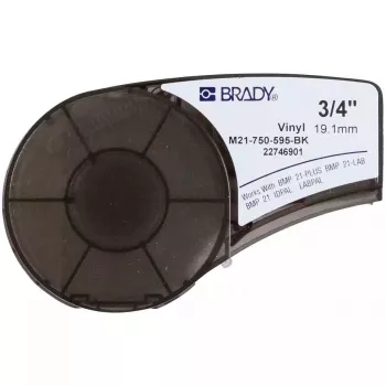 Pašlīmējošā printera etiķete Brady M21-750-595-BK — vinila, melna, 1.91 cm x 6.4 m