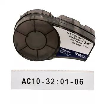 Pašlīmējoša nepārtraukta printera etiķete Brady M21-750-414 — 1,9 cm augstums, melns uz balta