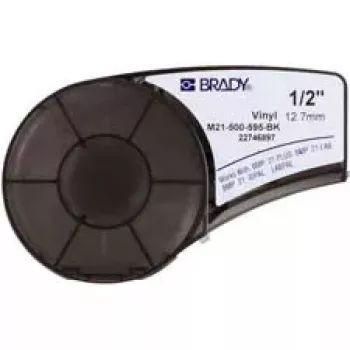 Pašlīmējošā printera etiķete Brady 139742 — akrils/vinils, 1,27 cm × 6,4 m, melns uz balta
