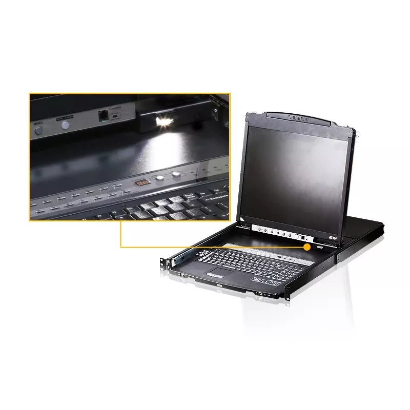 ATEN CL5808N statīva konsole 48,3 cm (19 collas) 1280 x 1024 pikseļi Metāls, Plastmasa Melns 1U