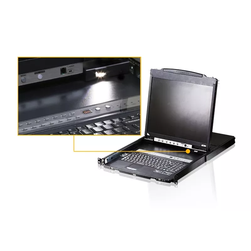 ATEN CL5816N-ATA-EG statīva konsole 48,3 cm (19 collas) Melns 1U