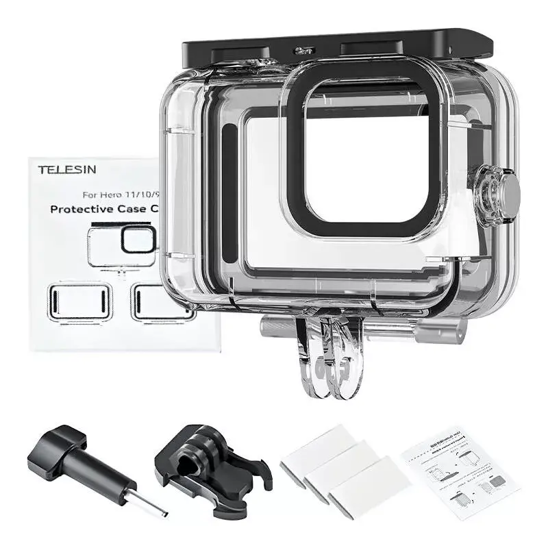 Aizsargmaciņa komplekts Telesin GoPro Hero 12/11/10/9 – cietā apvalka un silikona pārvalka komplekts