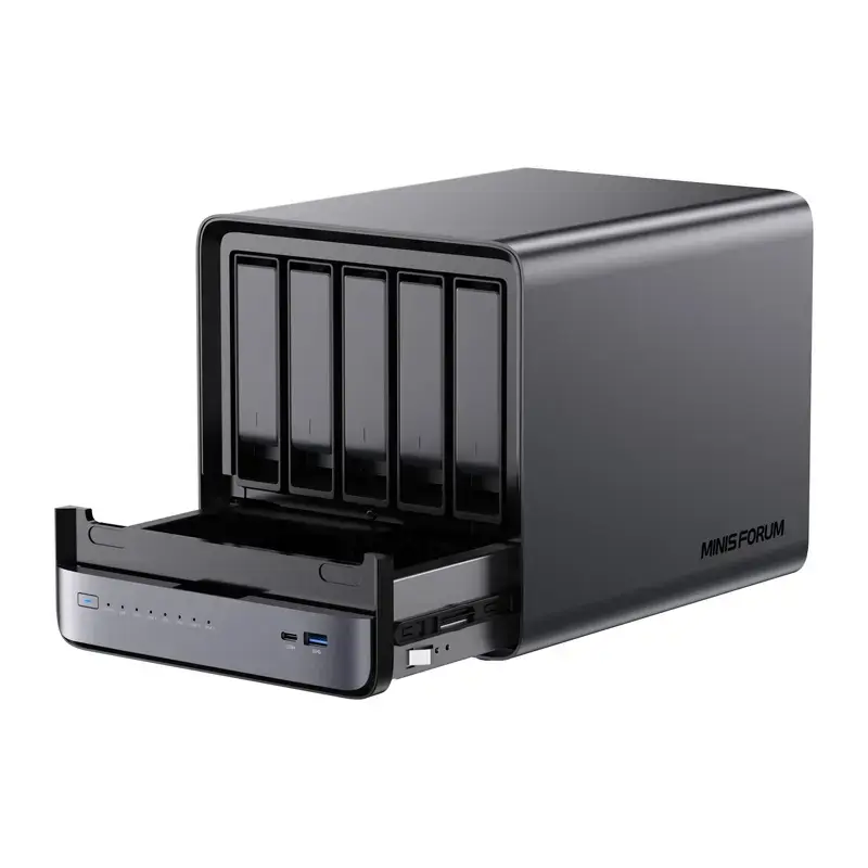 Mini-PC Minis Forum NAS N5 Pro AMD Ryzen AI 9 HX Pro 370, 32GB RAM, 128GB atmiņa