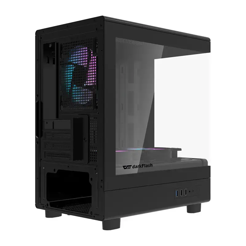 Datora korpuss DarkFlash DB330M Melns v2 ar trim iepriekš uzstādītiem ventilatoriem