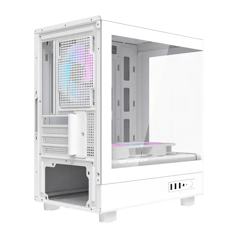 Darkflash datora korpuss DB330M balta v2 ar trīs iepriekš uzstādītiem ventilatoriem, micro-ATX/mATX atbalsts