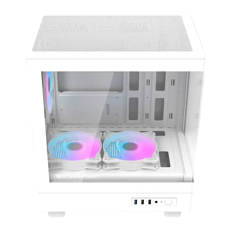 Darkflash datora korpuss DB330M balta v2 ar trīs iepriekš uzstādītiem ventilatoriem, micro-ATX/mATX atbalsts