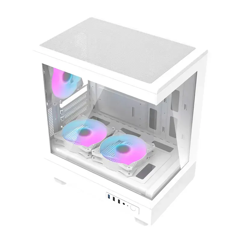 Darkflash datora korpuss DB330M balta v2 ar trīs iepriekš uzstādītiem ventilatoriem, micro-ATX/mATX atbalsts