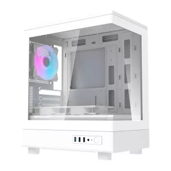 Darkflash datora korpuss DB330M balta v2 ar trīs iepriekš uzstādītiem ventilatoriem, micro-ATX/mATX atbalsts
