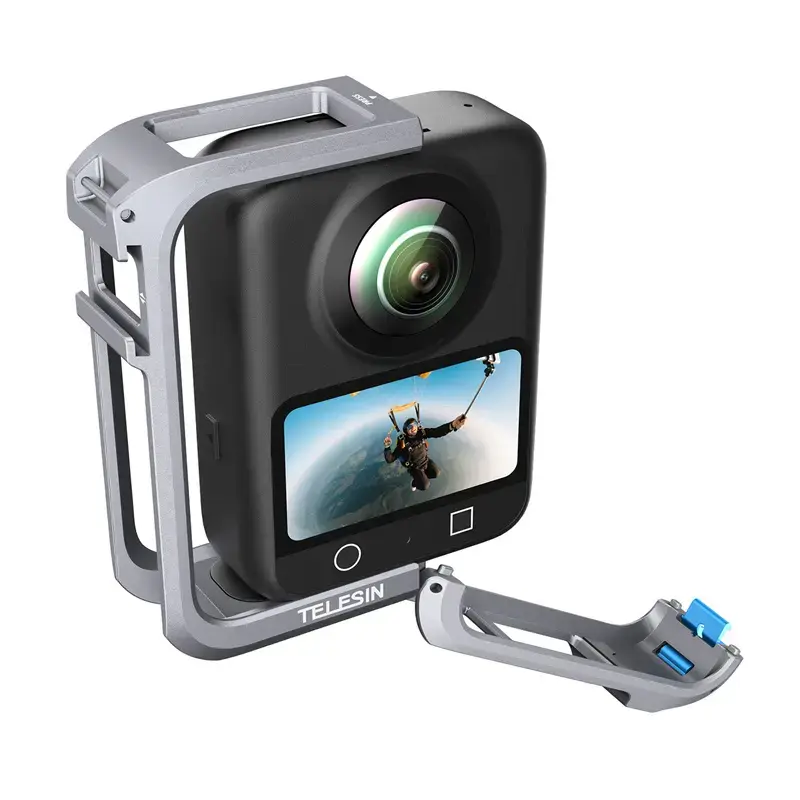 Metāla aizsargbūris Telesin DJI Osmo 360 kamerai – viegls metāla rāmis, stiprinājuma punkti