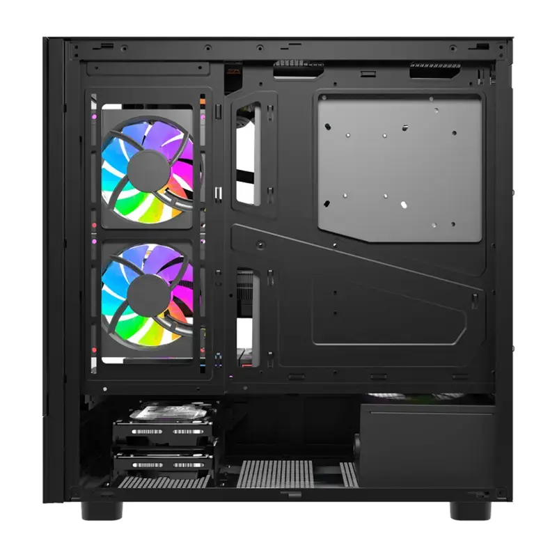 Datora korpuss DarkFlash DS950V ar priekšējo displeju (melns) un 6 iepriekš uzstādītiem ventilatoriem