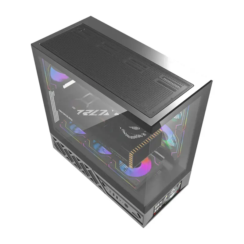Datora korpuss DarkFlash DS950V ar priekšējo displeju (melns) un 6 iepriekš uzstādītiem ventilatoriem