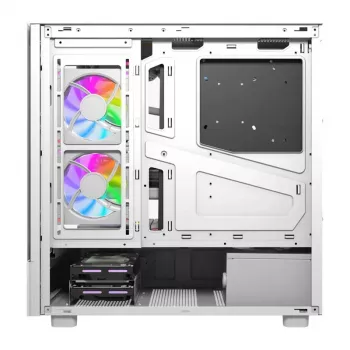 Datorkorpuss DarkFlash DS950V ar iebūvētu displeju, balts, komplektā 6 ventilatori
