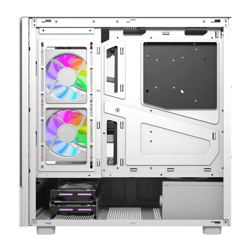 Datorkorpuss DarkFlash DS950V ar iebūvētu displeju, balts, komplektā 6 ventilatori