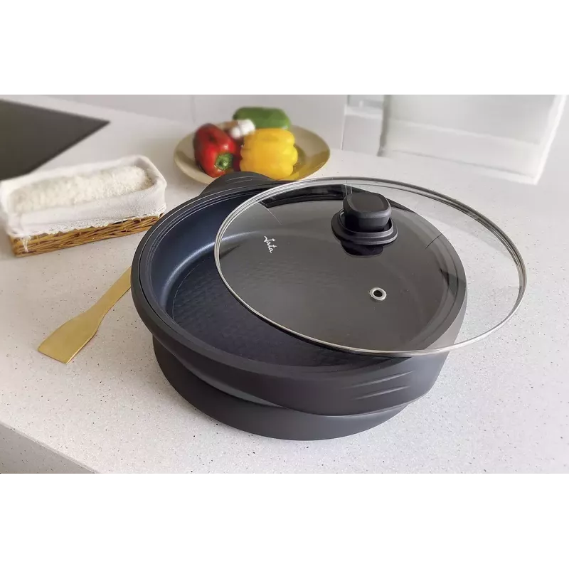 Elektriskā paeljas panna Jata PE640 — apaļa, iekšējais diametrs 34 cm, šūnveida nepiedegošā virsma, 1600 W, 230 V