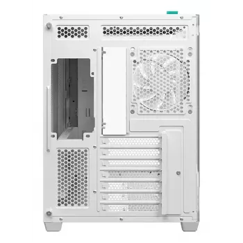 PC korpusa tornis DeepCool CG530U 4F Balts — aizmugurējais barošanas bloks, atbalsta 3x120mm sānu + 1x120mm aizmugurējo ventilatoru, 120/140mm ventilatoru stiprinājumi, 2,5 collu un 3,5 collu HDD