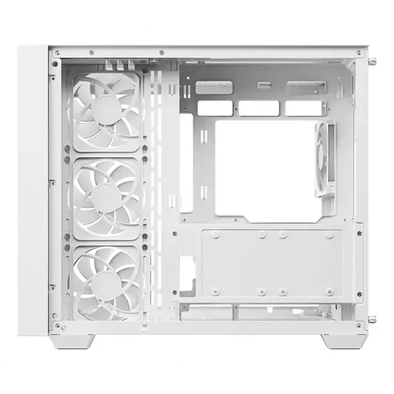 PC korpusa tornis DeepCool CG530U 4F Balts — aizmugurējais barošanas bloks, atbalsta 3x120mm sānu + 1x120mm aizmugurējo ventilatoru, 120/140mm ventilatoru stiprinājumi, 2,5 collu un 3,5 collu HDD