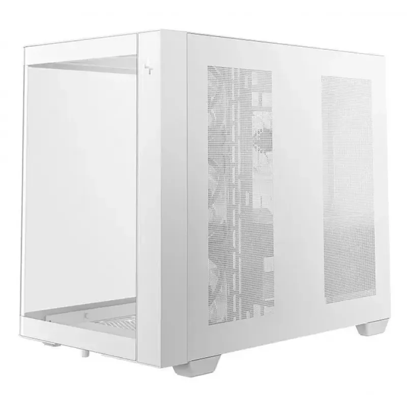 PC korpusa tornis DeepCool CG530U 4F Balts — aizmugurējais barošanas bloks, atbalsta 3x120mm sānu + 1x120mm aizmugurējo ventilatoru, 120/140mm ventilatoru stiprinājumi, 2,5 collu un 3,5 collu HDD
