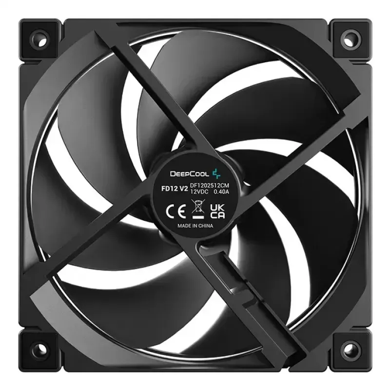 Datora korpusa ventilators DeepCool FD12 V2 120 mm melns, 500–2500 RPM, hidrauliskais gultnis, 4 gab.