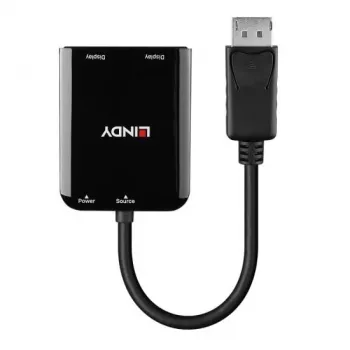 Lindy DisplayPort uz 2 portu HDMI MST centrmezgls, DisplayPort, 2 x HDMI, vīrišķais, sievišķā, taisns, taisns