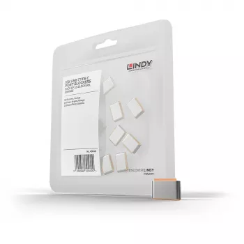 Lindy USB Type C pieslēgvietu bloķētāji (bez atslēgas) – 10 gab. iepakojumā, oranži