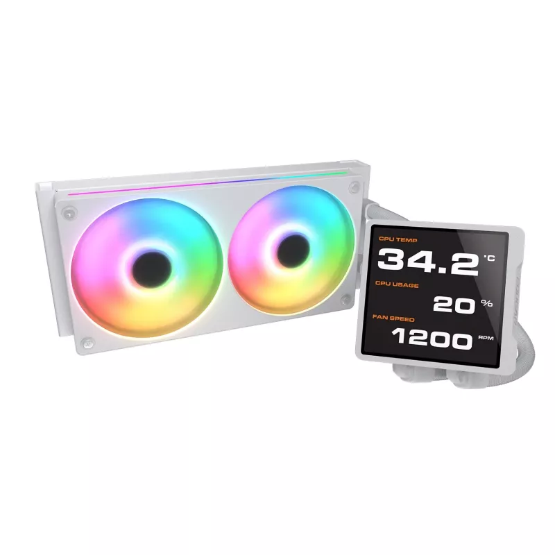 Universāls šķidruma CPU dzesētājs Cougar Poseidon Vistek Pro 240, ARGB, 120 mm ventilatori, balts