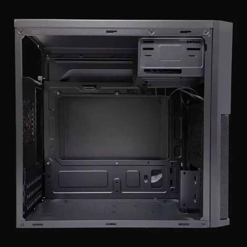 PC Micro Tower korpuss LC-Power 2004MB-V3, Micro-ATX/Mini-ITX, melns, augšpusē novietots PSU, atbalsta 2×3,5 collu + 2×2,5 collu, USB 3.2 Gen1
