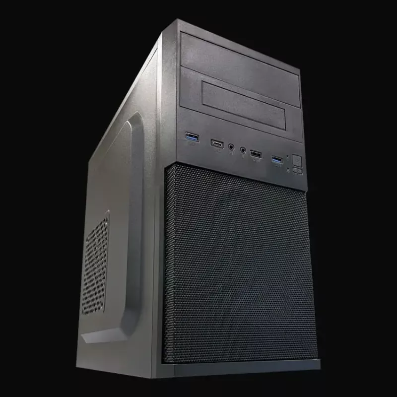 PC Micro Tower korpuss LC-Power 2004MB-V3, Micro-ATX/Mini-ITX, melns, augšpusē novietots PSU, atbalsta 2×3,5 collu + 2×2,5 collu, USB 3.2 Gen1