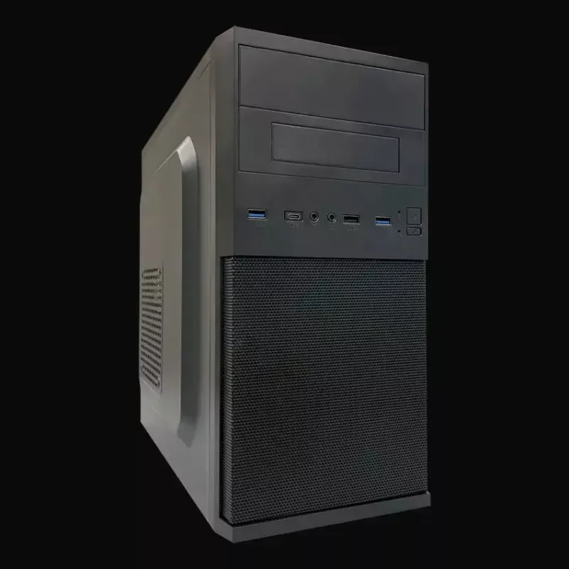 PC Micro Tower korpuss LC-Power 2004MB-V3, Micro-ATX/Mini-ITX, melns, augšpusē novietots PSU, atbalsta 2×3,5 collu + 2×2,5 collu, USB 3.2 Gen1