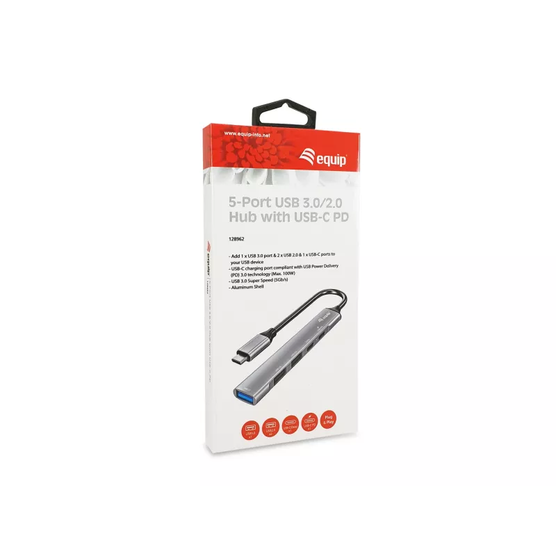 Equip 5 portu USB 3.0/2.0 centrmezgls ar USB-C PD