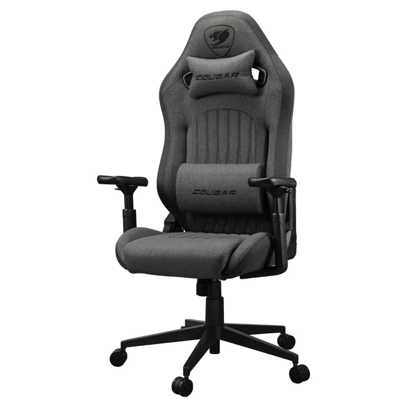 Universāla spēļu krēsls Cougar CGR-EPF-ROG — melns/pelēks, min. augstums 125 cm, sēdeklis 710×670 mm, maks. svars 120 kg