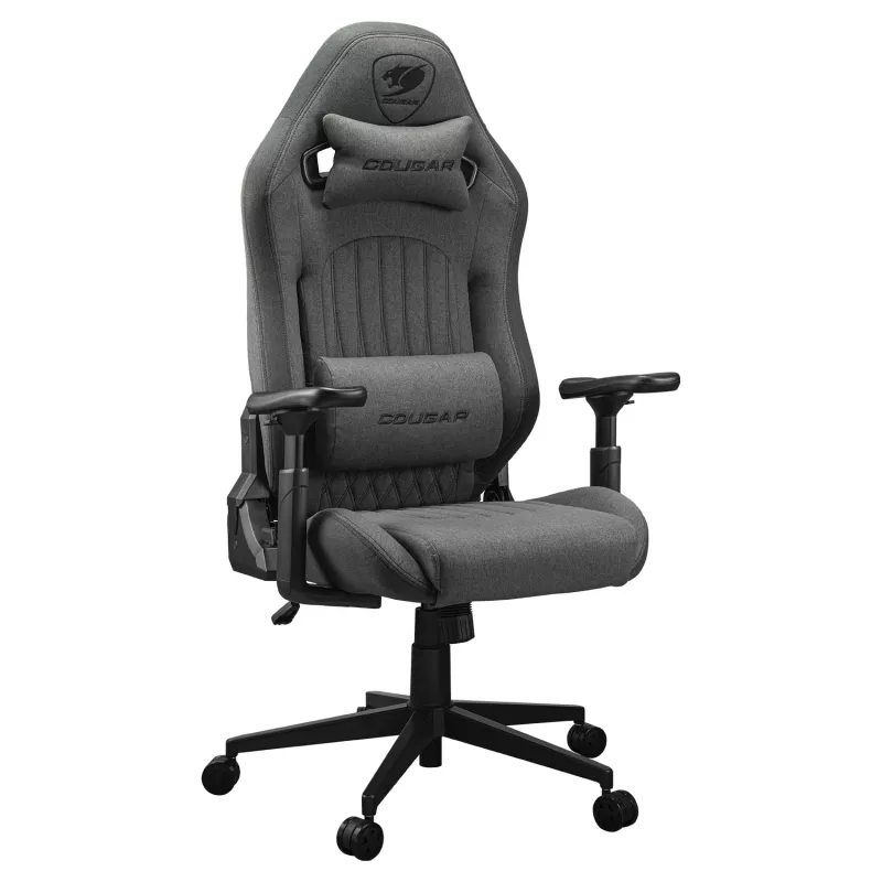 Universāla spēļu krēsls Cougar CGR-EPF-ROG — melns/pelēks, min. augstums 125 cm, sēdeklis 710×670 mm, maks. svars 120 kg