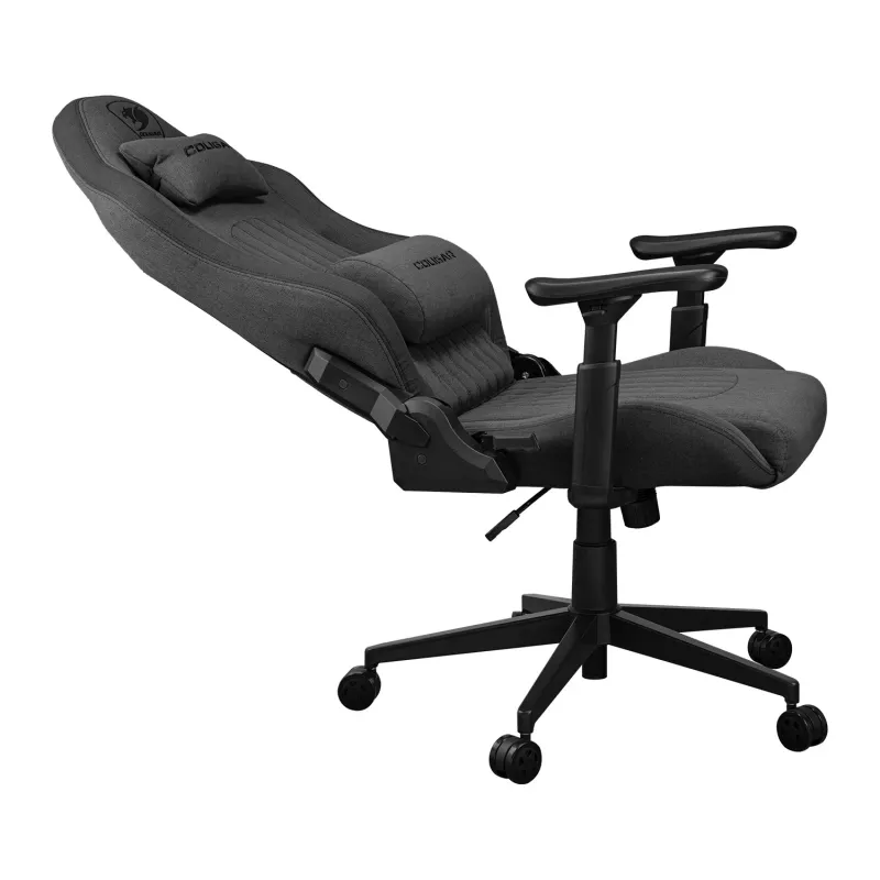 Universāla spēļu krēsls Cougar CGR-EPF-ROG — melns/pelēks, min. augstums 125 cm, sēdeklis 710×670 mm, maks. svars 120 kg