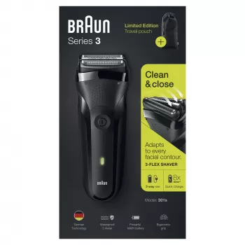 Braun Series 3 301s folijas skuveklis trimmeris melns