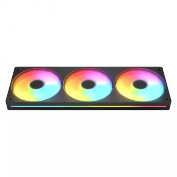 Ventilators Cougar Unity360-FB Single-Frame 360 ARGB PWM Forward, 120mm×3, 700–2500 RPM, FDB, 5.4 mmH2O, melns