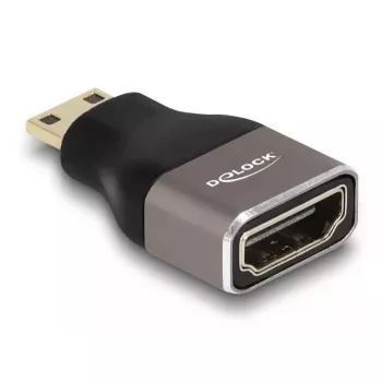 DeLOCK HDMI adapteris Mini-C vīrišķais uz A sievišķo 8K 60 Hz pelēks metāls