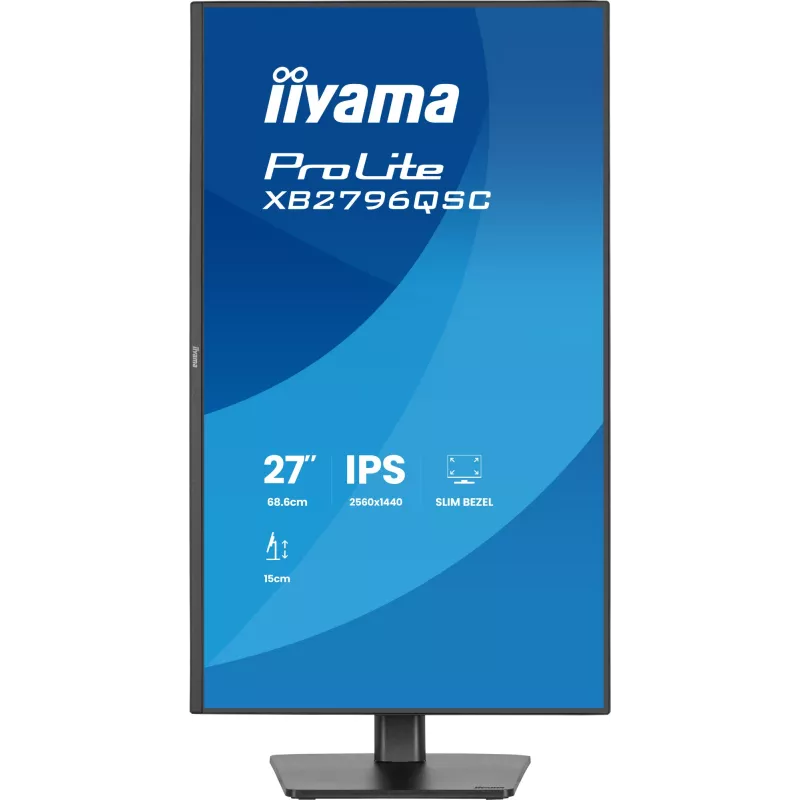 27 collu IIYAMA ProLite XB2796QSC-B1 IPS Quad HD 2560x1440 LED monitors, 4 ms, USB-C, skaļruņi, augstuma regulēšana, VESA