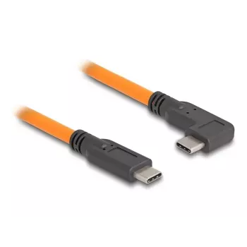 DeLOCK USB kabelis USB Type-C vīr. uz USB Type-C vīr. 90° leņķa 1 m oranžs