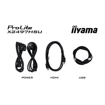 IIYAMA ProLite X2497HSU-B1 monitors 23,8 collas (60,5 cm) Full HD IPS 1920×1080 4 ms USB‑C 2×, skaļruņi, VESA, melns