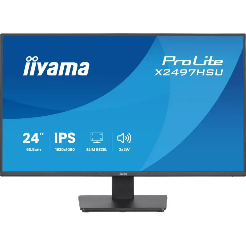 IIYAMA ProLite X2497HSU-B1 monitors 23,8 collas (60,5 cm) Full HD IPS 1920×1080 4 ms USB‑C 2×, skaļruņi, VESA, melns