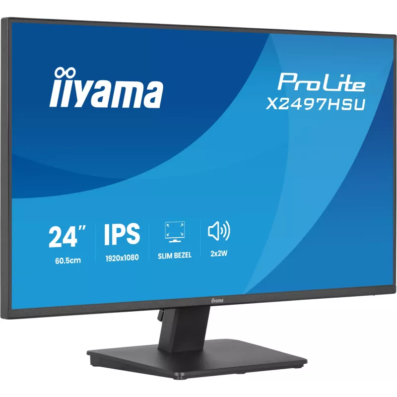 IIYAMA ProLite X2497HSU-B1 monitors 23,8 collas (60,5 cm) Full HD IPS 1920×1080 4 ms USB‑C 2×, skaļruņi, VESA, melns