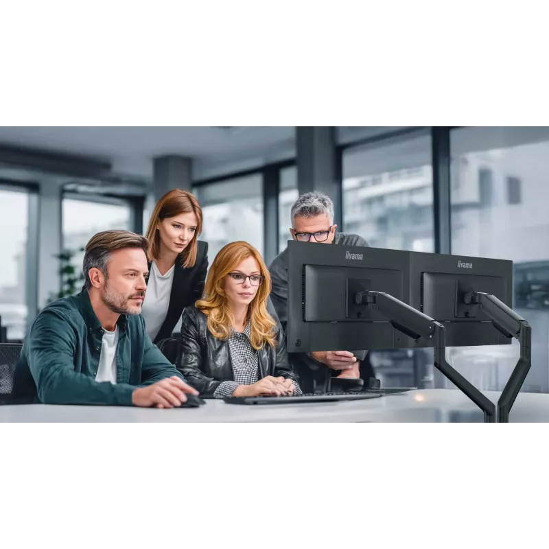 Monitoru galda stiprinājums IIYAMA DS4002C-B1 61–81.3 cm (24–32 collu) ekrāniem, VESA 75×75–100×100, skava/caurums, melns