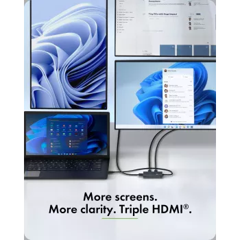 ICY BOX Adapteris USB Type-C uz 3x HDMI, USB 3.2 Gen 2 (3.1 Gen 2) Type-C, HDMI, 10000 Mbit/s, 144 Hz, 3840 x 2160, 7680 x 4320, 7680 x 4320 pikseļi