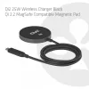 Bezvadu uzlādes paliktnis CLUB3D CAC-3027 Qi2 25W MagSafe-saderīgs magnētiskais paliktnis, līdzstrāvas iekštelpu lādētājs, 1 m kabelis, melns