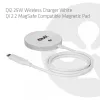 Bezvadu lādētājs club 3d CAC-3026 25W Qi2 magnētiskais paliktnis, Qi 2.2 MagSafe saderīgs, 1 m kabelis, balts