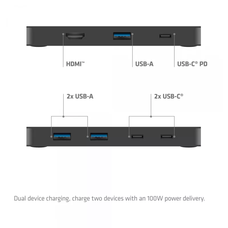 KVM slēdzis club 3d Dual USB-C uz HDMI, 2 portu, 4K UHD 3840x2160, USB-C konsole, 65W PD, melns