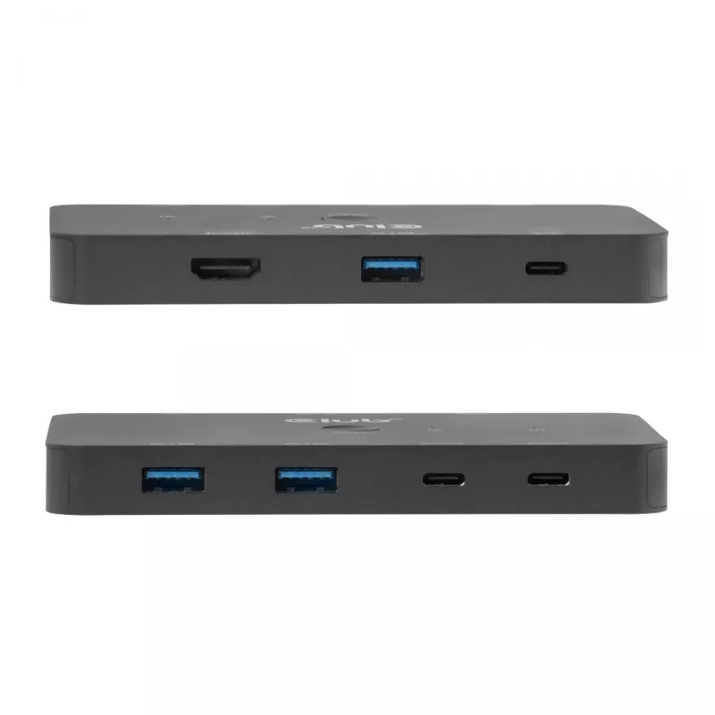 KVM slēdzis club 3d Dual USB-C uz HDMI, 2 portu, 4K UHD 3840x2160, USB-C konsole, 65W PD, melns