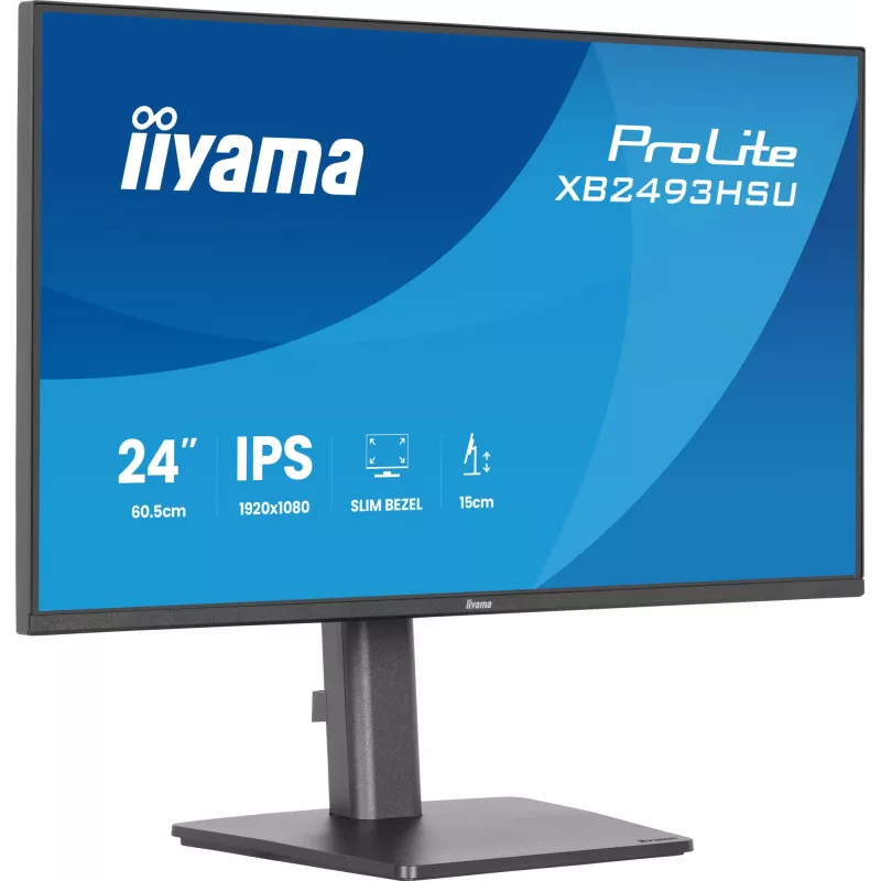 Datora monitors IIYAMA ProLite XB2493HSU-B1 23,8 collas (60,5 cm) Full HD IPS LED, 1920×1080, 1 ms, 178° skata leņķi, USB centrmezgls, skaļruņi, melns