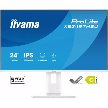 iiyama ProLite XB2497HSU-W1 datora monitors 60,5 cm (23,8 collas) 1920 x 1080 pikseļi Full HD LED balts